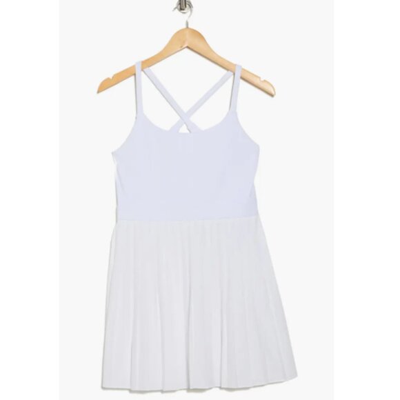 NEW Z by Zella Nordstrom Tiebreak Crossback Pleated Active Dress Large White $99 - Picture 3 of 9